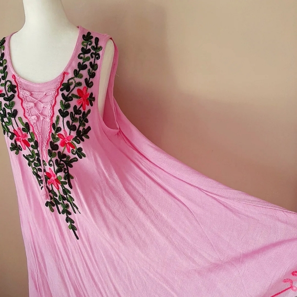 Handmade Embroidered Dress With Florals - Picture 3 of 7